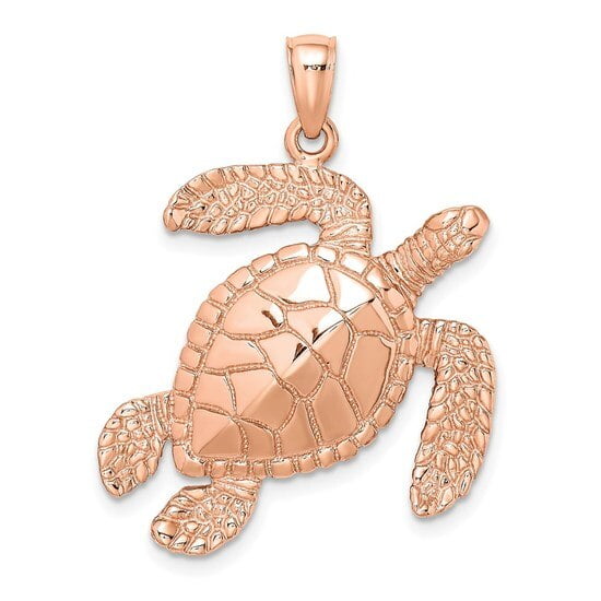 14K Rose Gold Shiny-Cut Turtle Pendant 14K Rose Gold Shiny-Cut Turtle Pendant